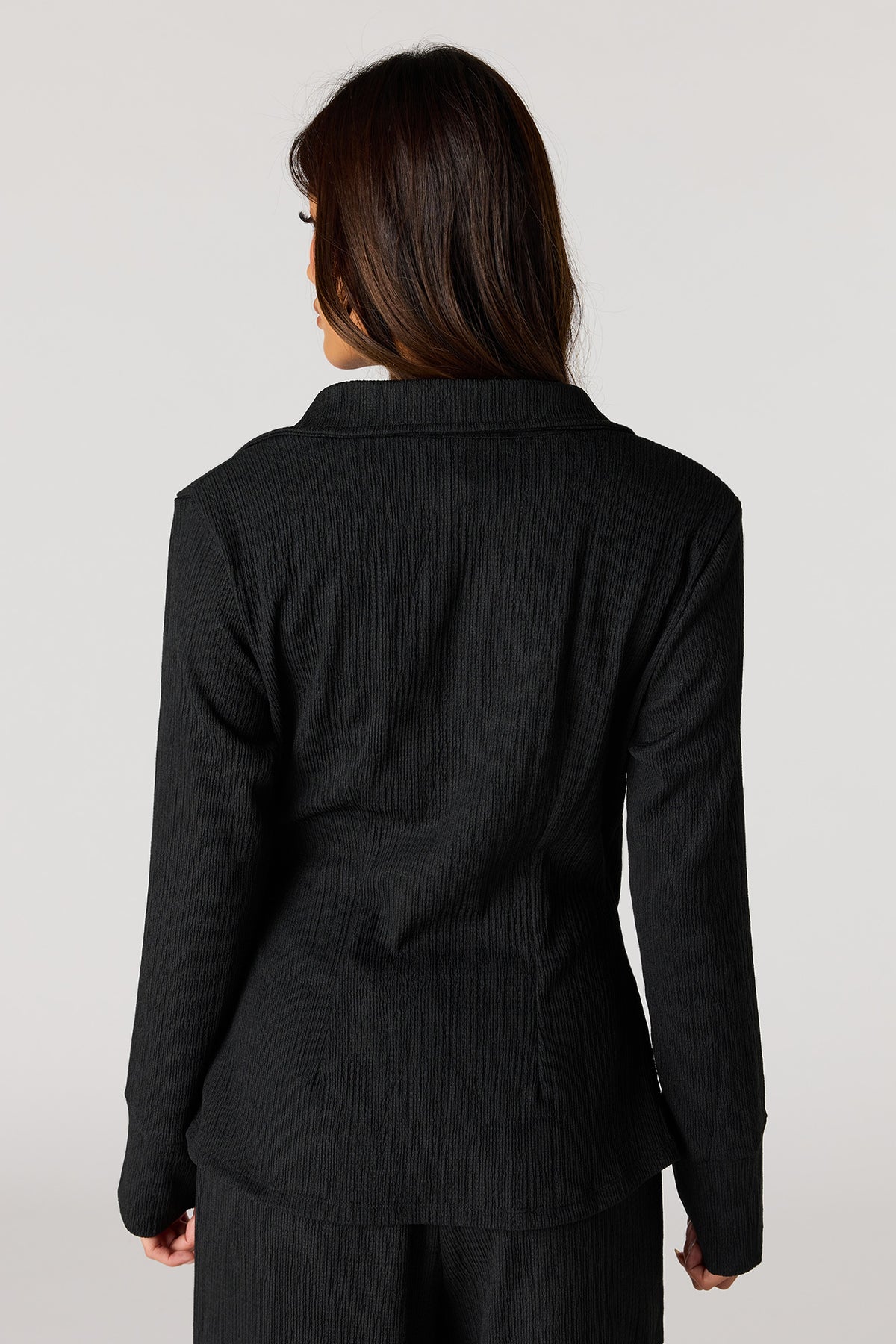Alt View 2. Textured Wrap Blouse - Black