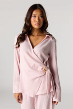 Textured Wrap Blouse
