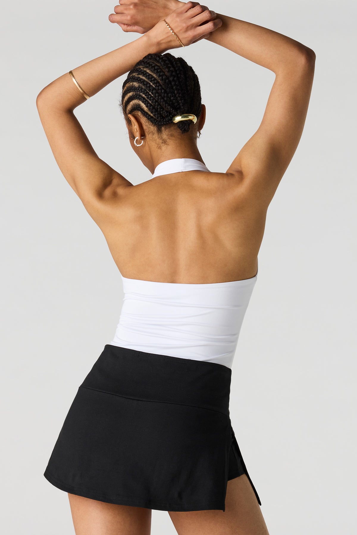 Alt View 2. Contour Halter Bodysuit - White