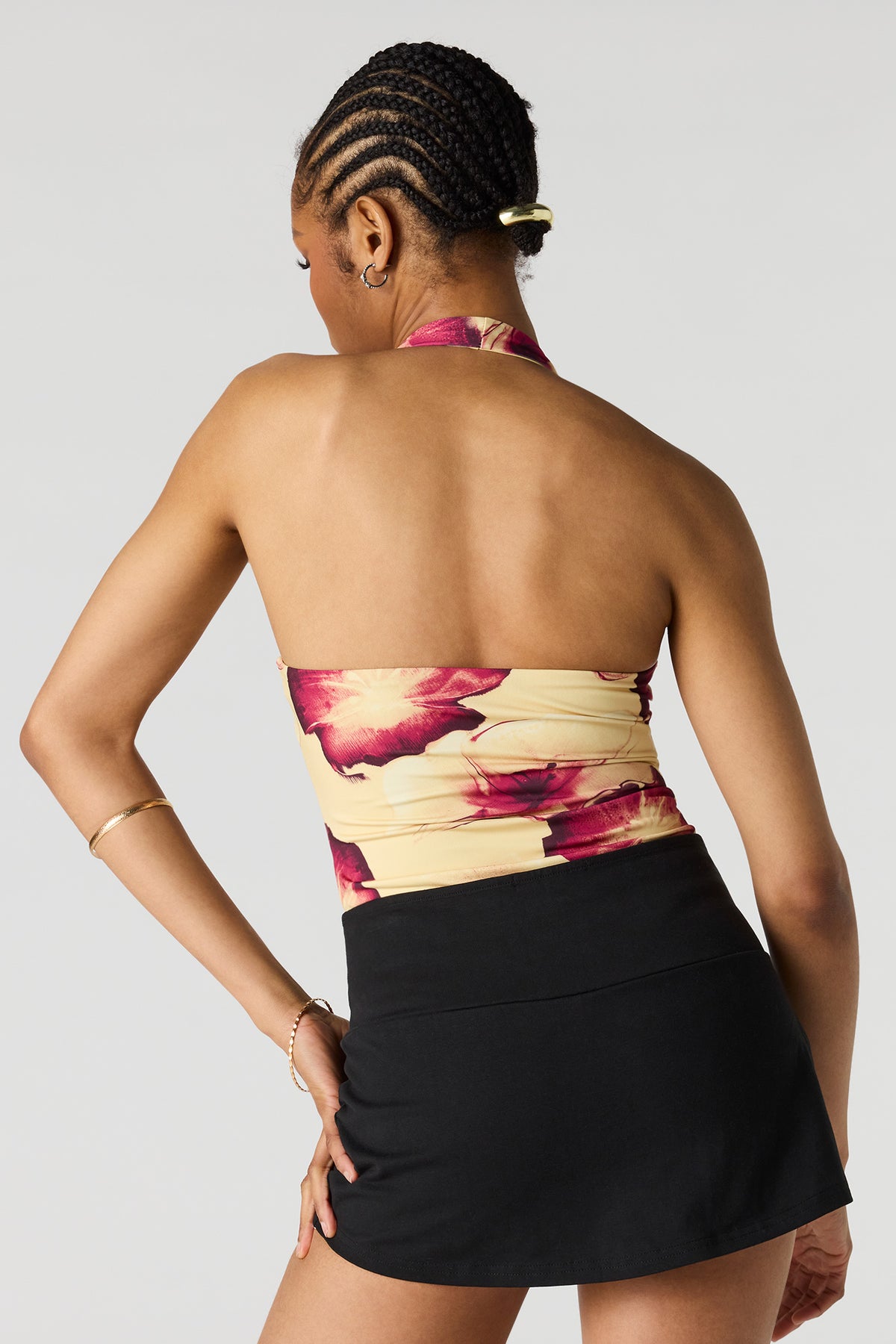 Alt View 2. Contour Halter Bodysuit - Yellow