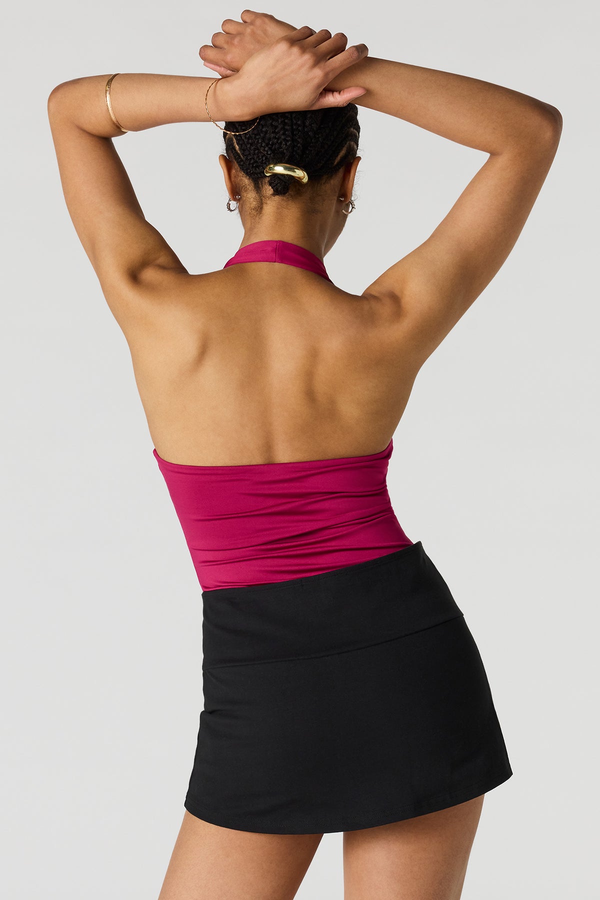 Alt View 2. Contour Halter Bodysuit - Fuchsia