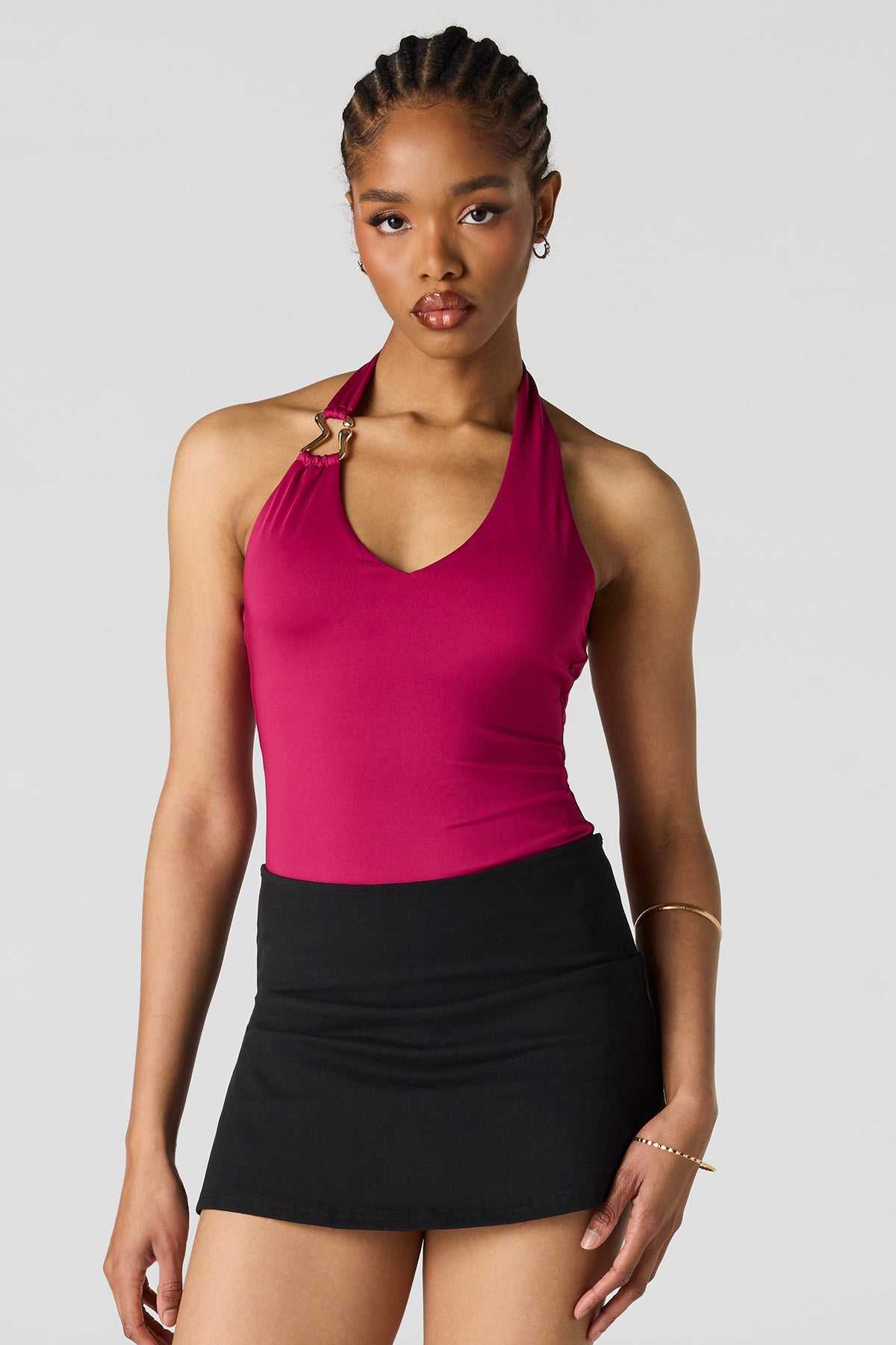 Contour Halter Bodysuit - Fuchsia