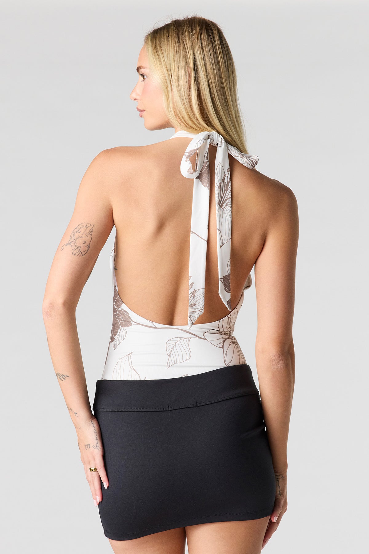 Alt View 2. Contour Cowl Halter Bodysuit - Taupe
