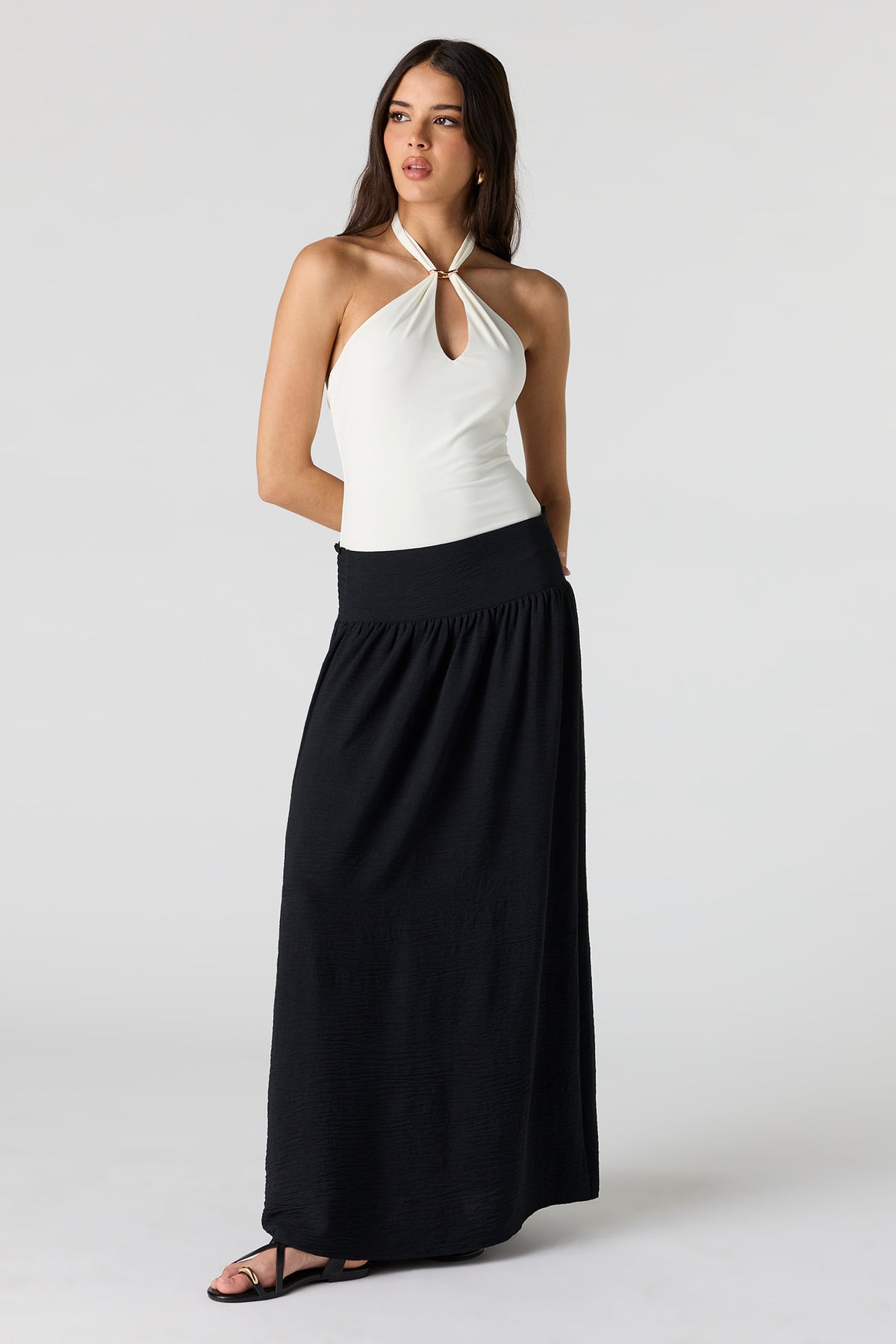 Alt View 3. Cut-Out Halter Bodysuit - White