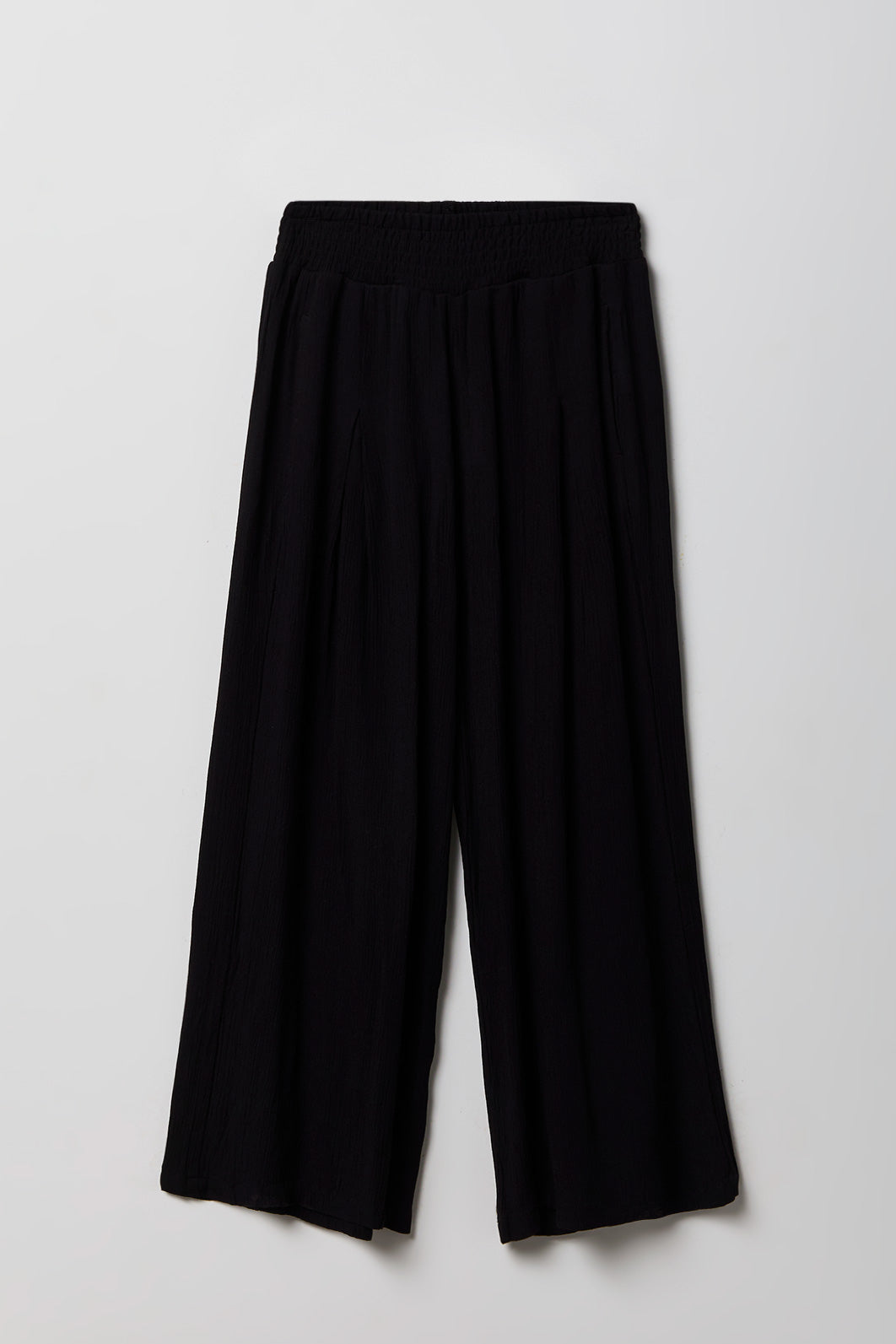 Girls Smocked Palazzo Pant - Black