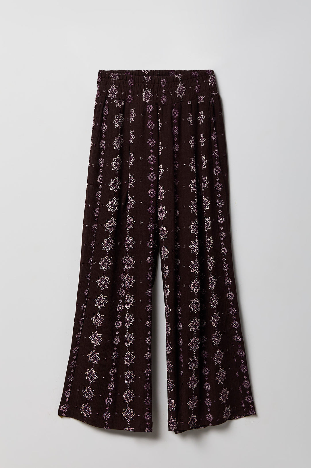 Girls Smocked Palazzo Pant - Brown