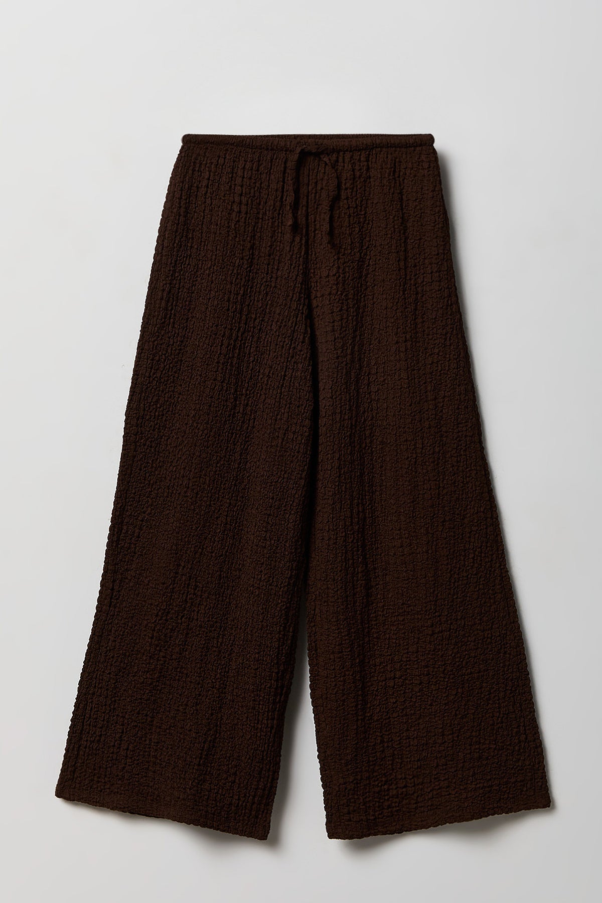 Girls Textured Wide Leg Pant - Brown