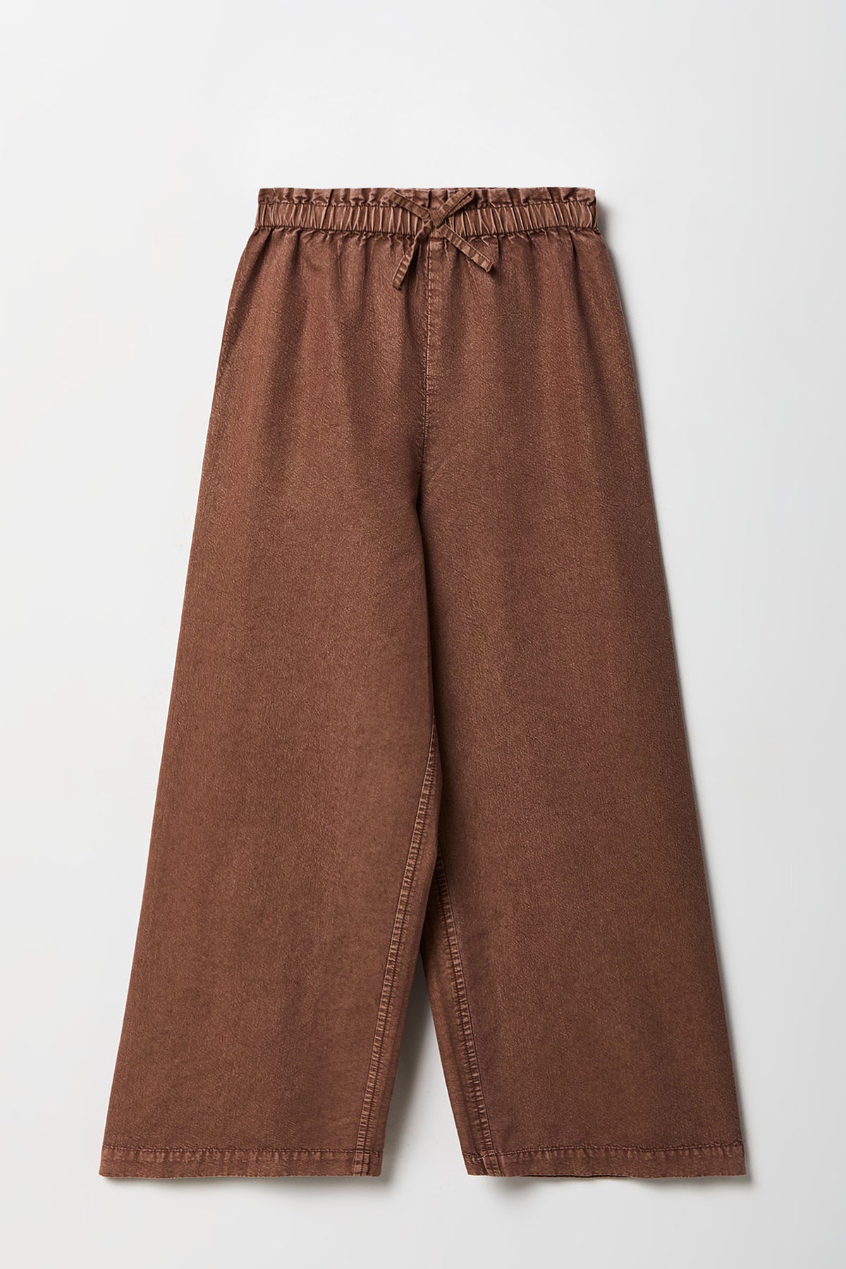 Jean à jambe large avec taille froncée pour fille