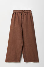 Jean à jambe large avec taille froncée pour fille