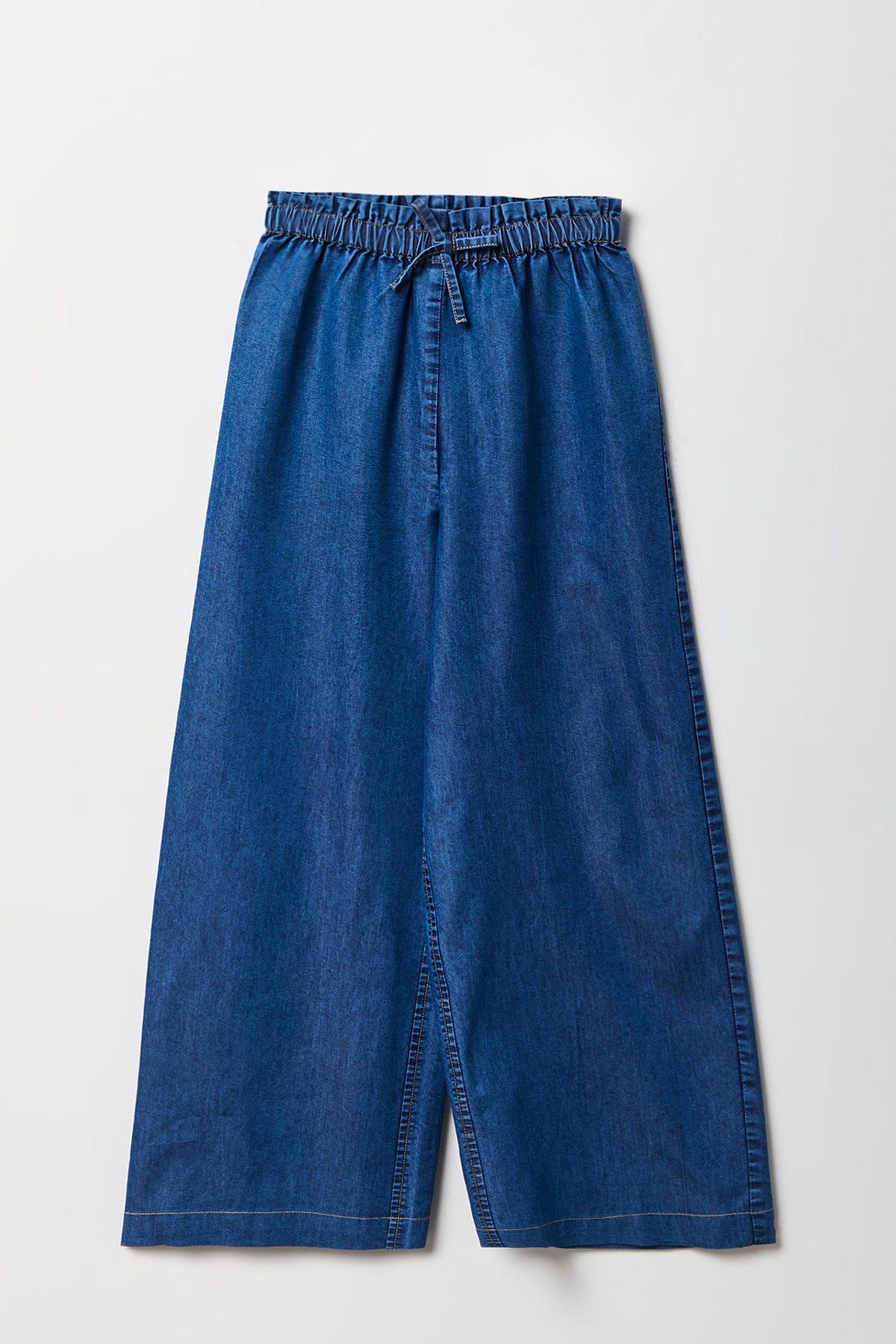 Girls Wide Leg Paperbag Jean - Medium Blue