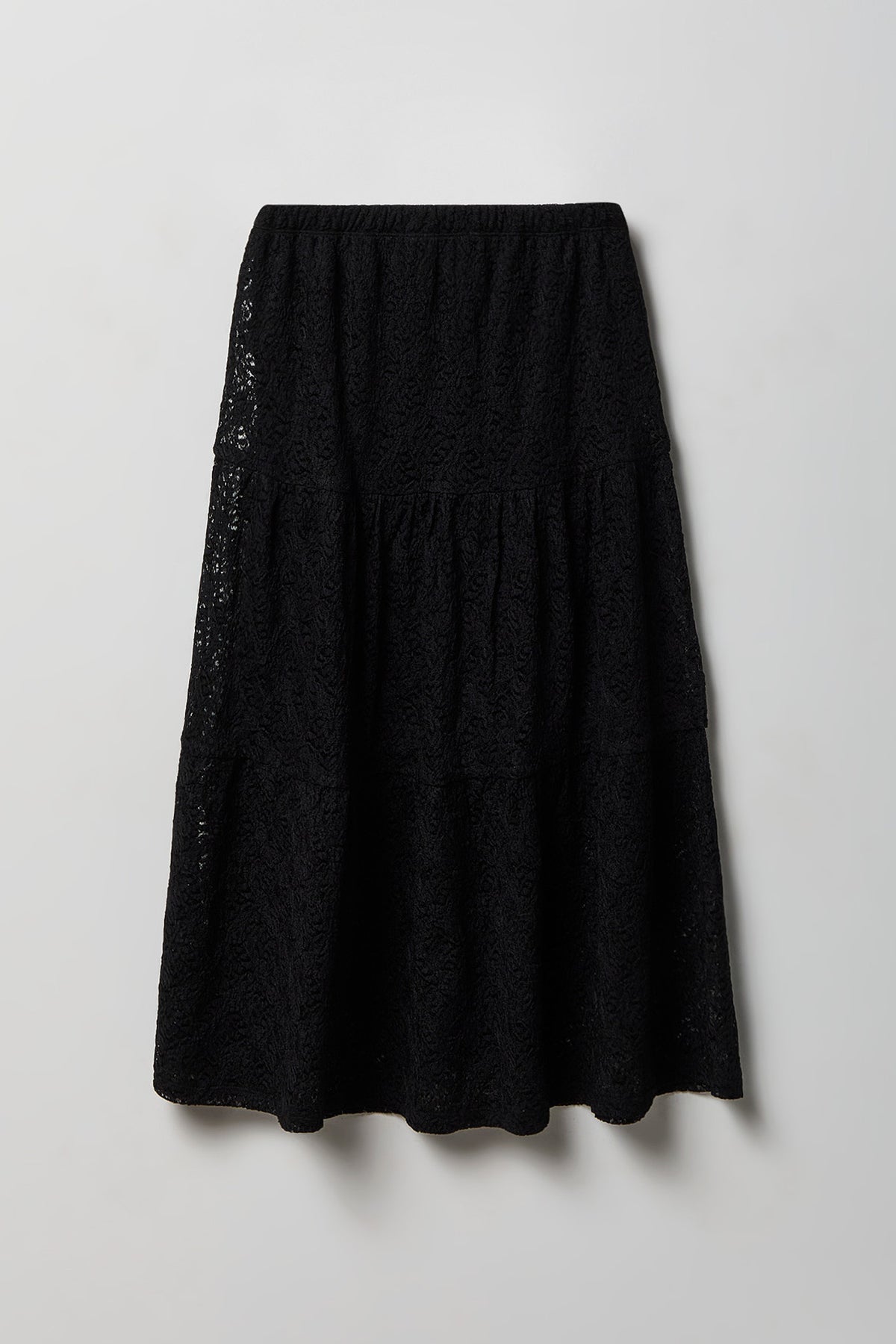 Alt View 2. Girls Lace Tiered Maxi Skirt - Black