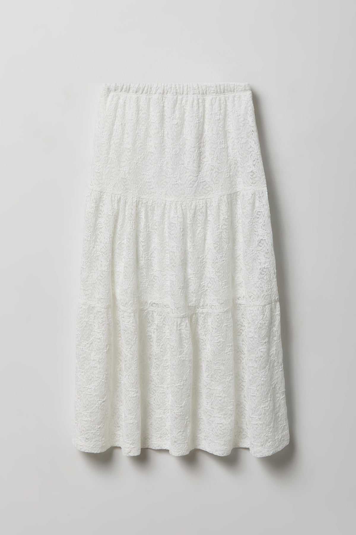 Girls Lace Tiered Maxi Skirt - White