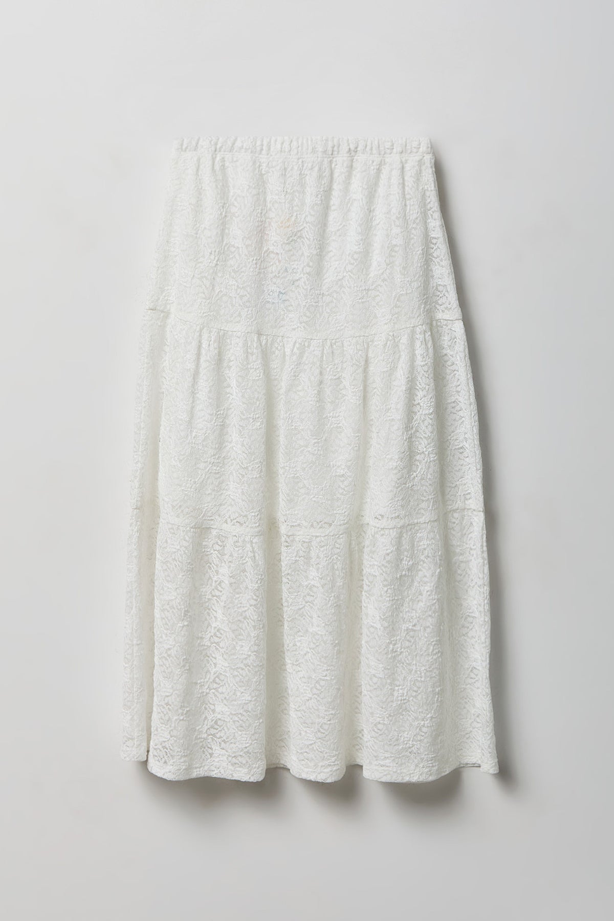 Alt View 2. Girls Lace Tiered Maxi Skirt - White