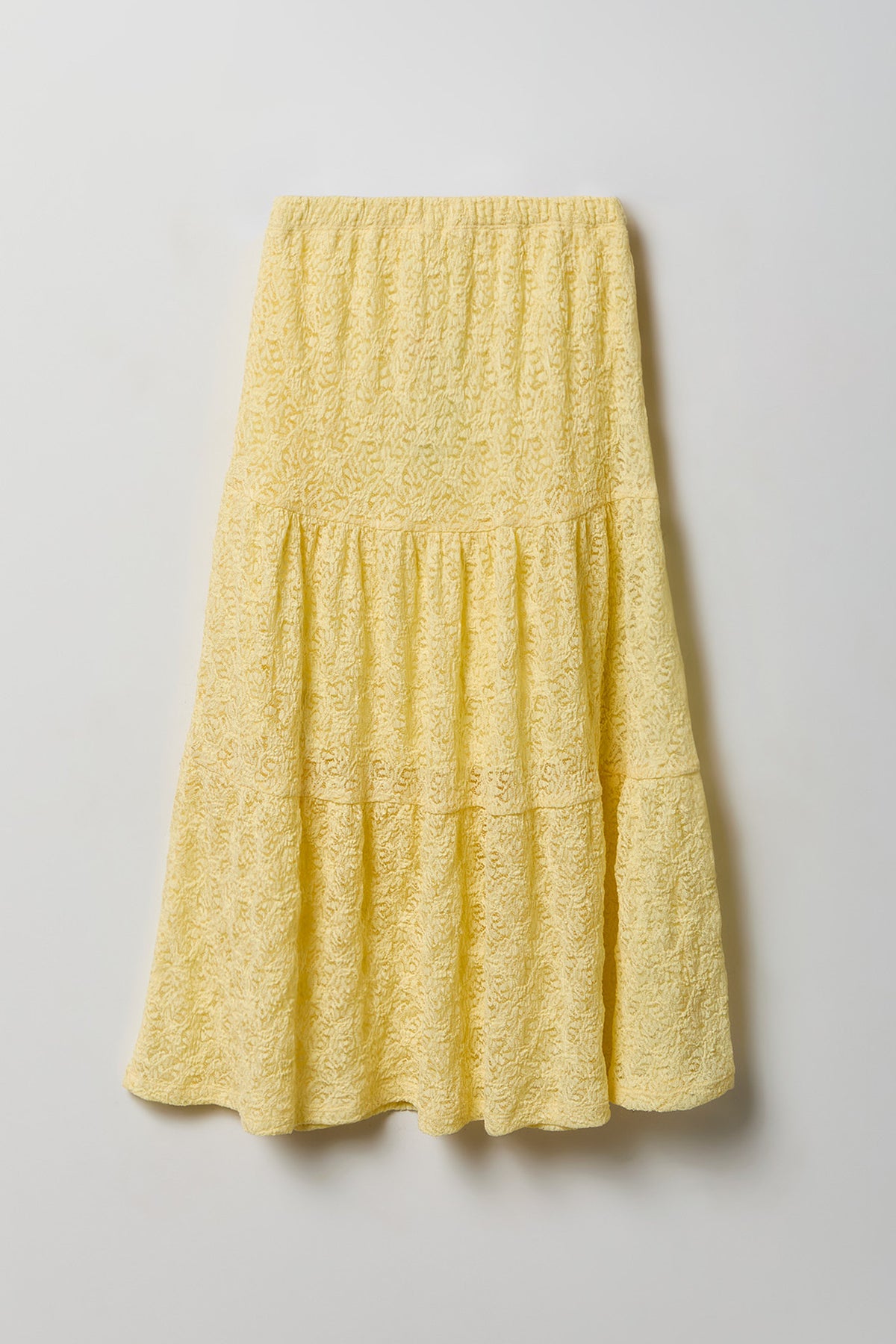 Girls Lace Tiered Maxi Skirt - Pale Yellow