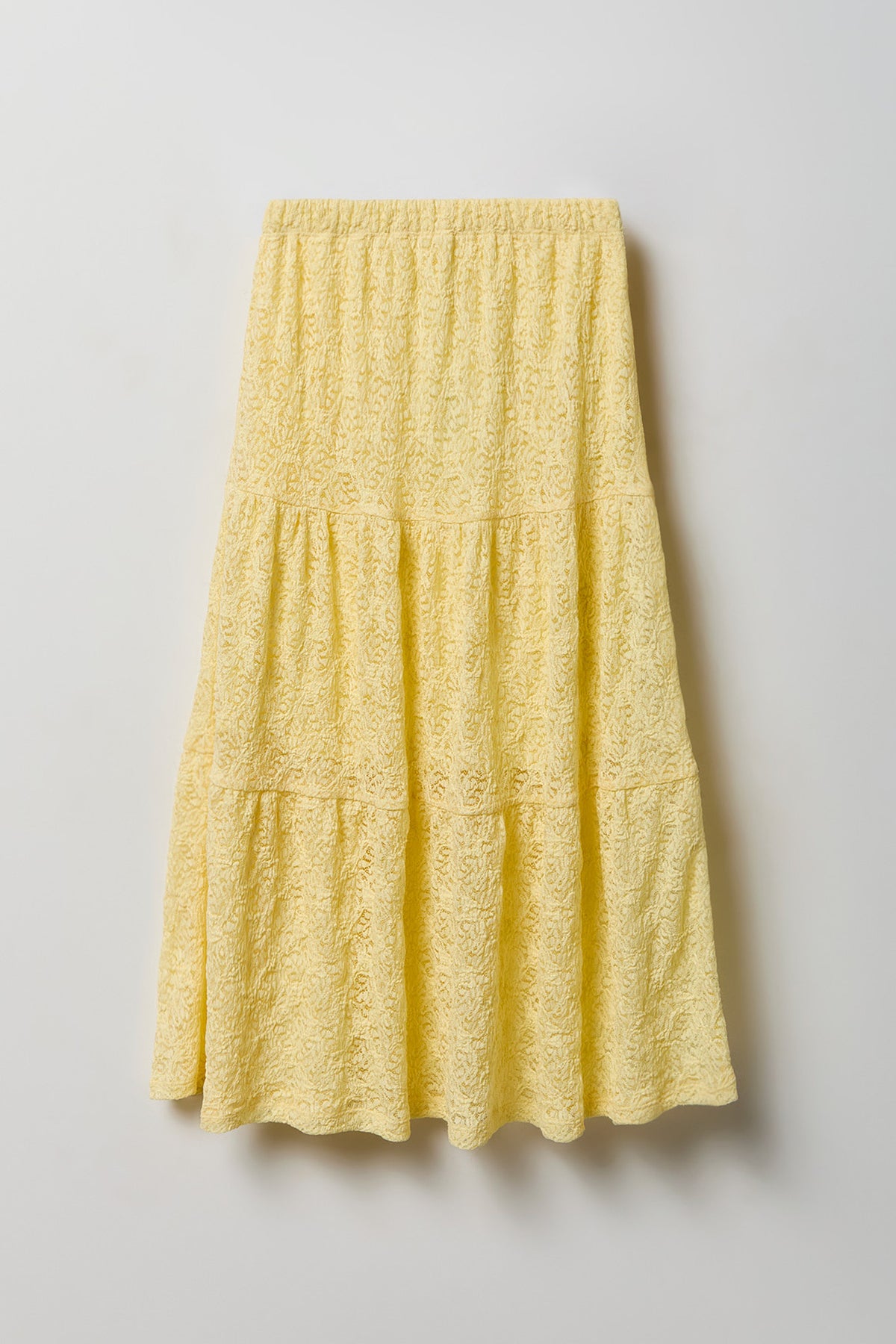 Alt View 2. Girls Lace Tiered Maxi Skirt - Pale Yellow