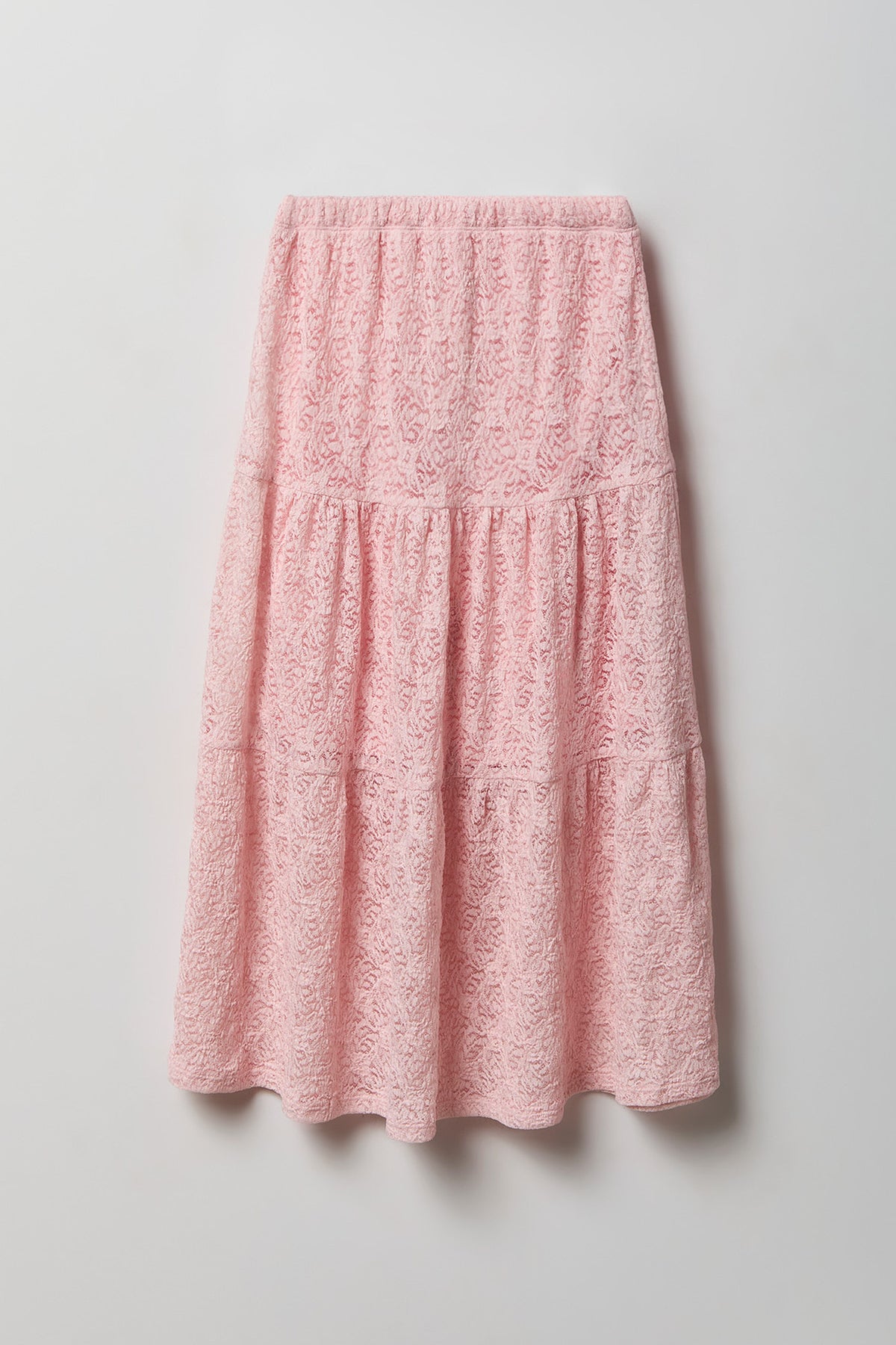 Alt View 2. Girls Lace Tiered Maxi Skirt - Light Pink