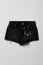 Girls Ripped High Rise Denim Short with Keychain