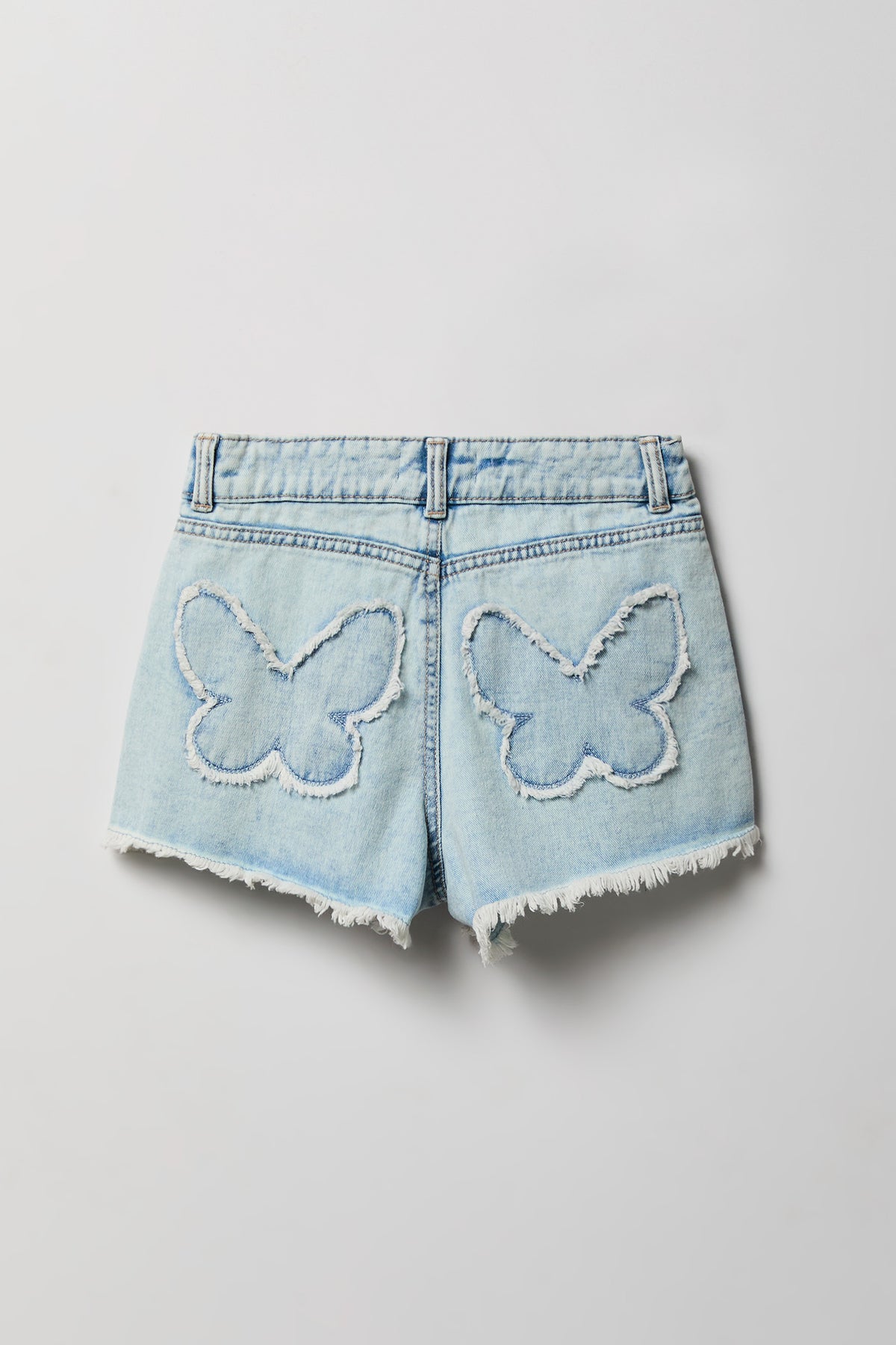 Vue alternative 2. Short en denim à taille haute avec surpiqûres pour fille