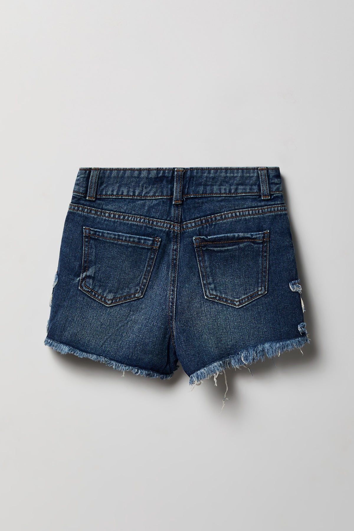 Vue alternative 2. Short en denim à taille haute avec surpiqûres pour fille