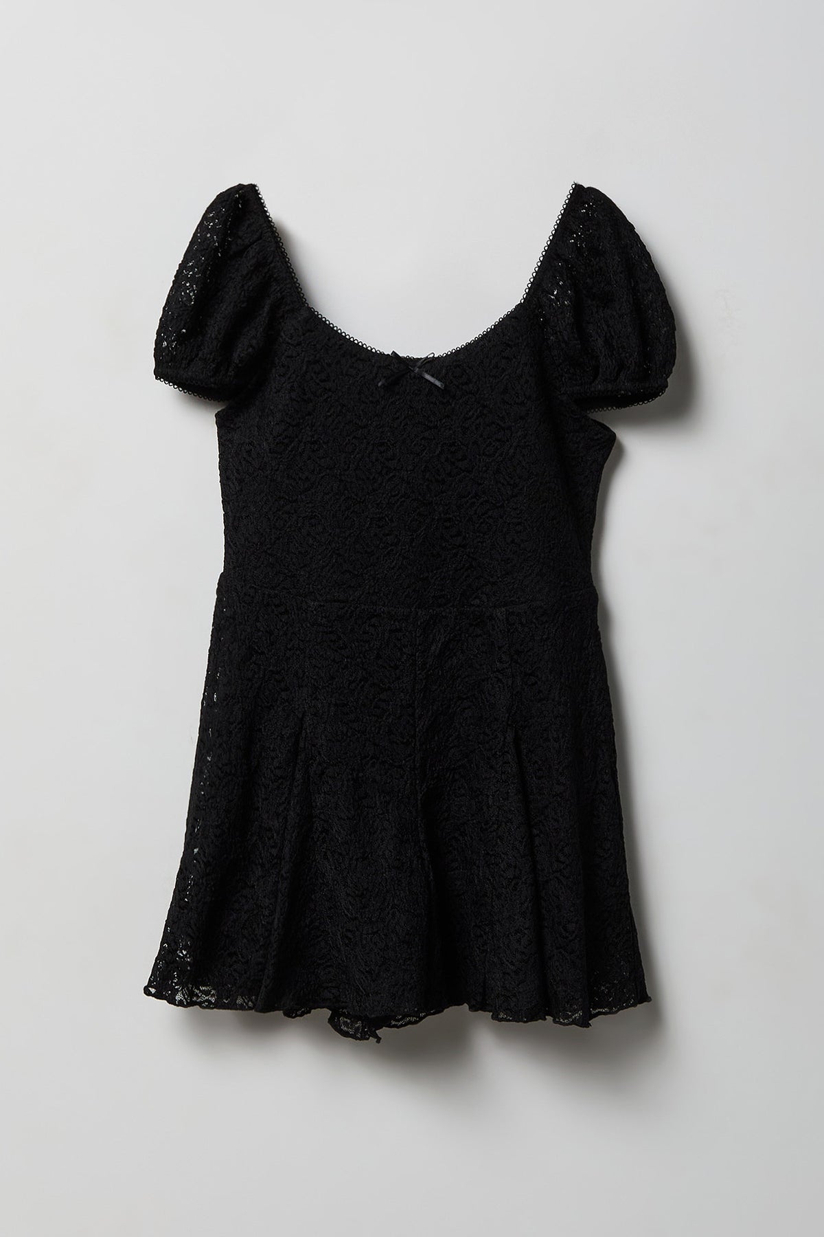 Girls Lace Romper Dress - Black