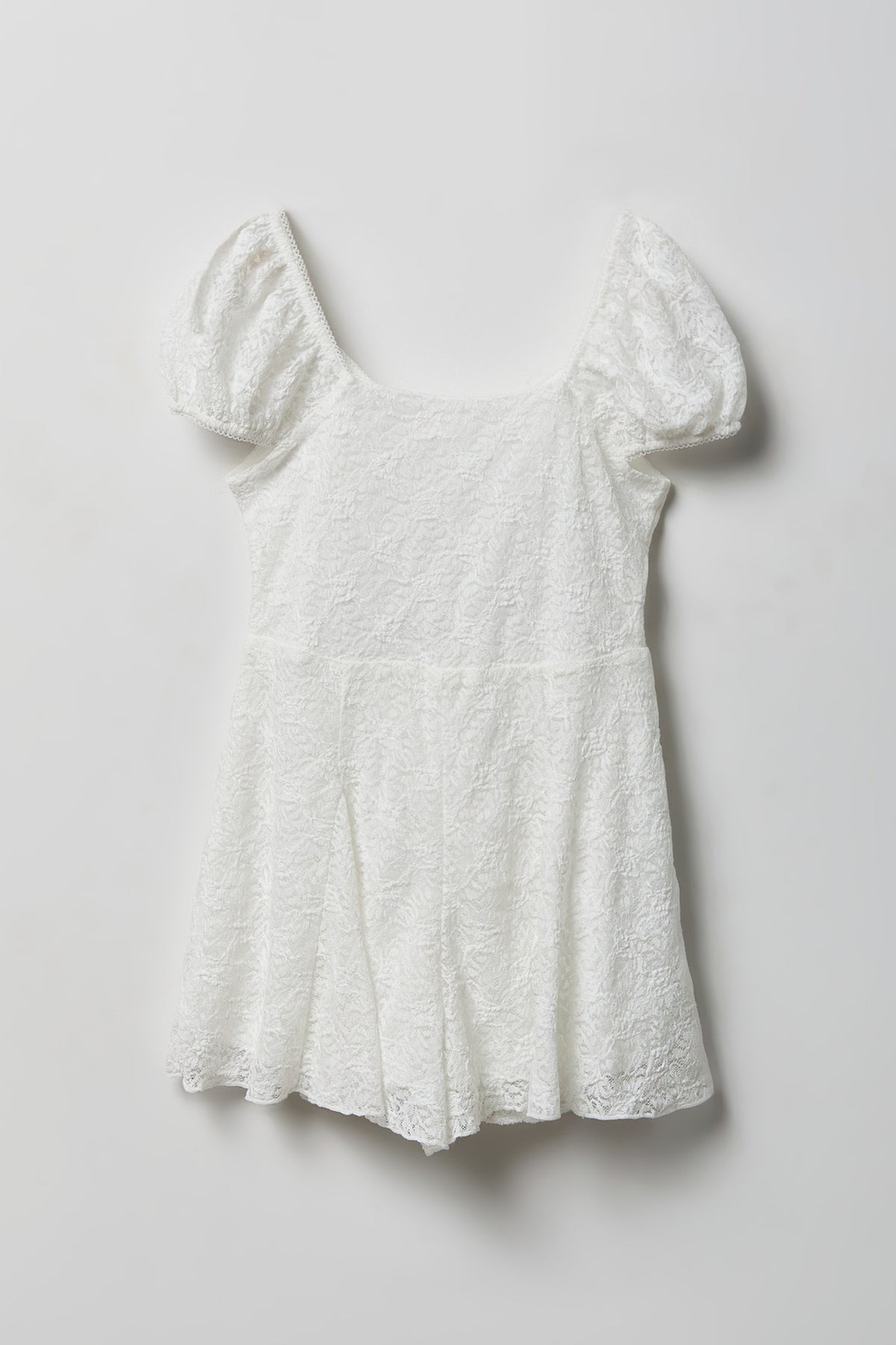 Alt View 2. Girls Lace Romper Dress - White