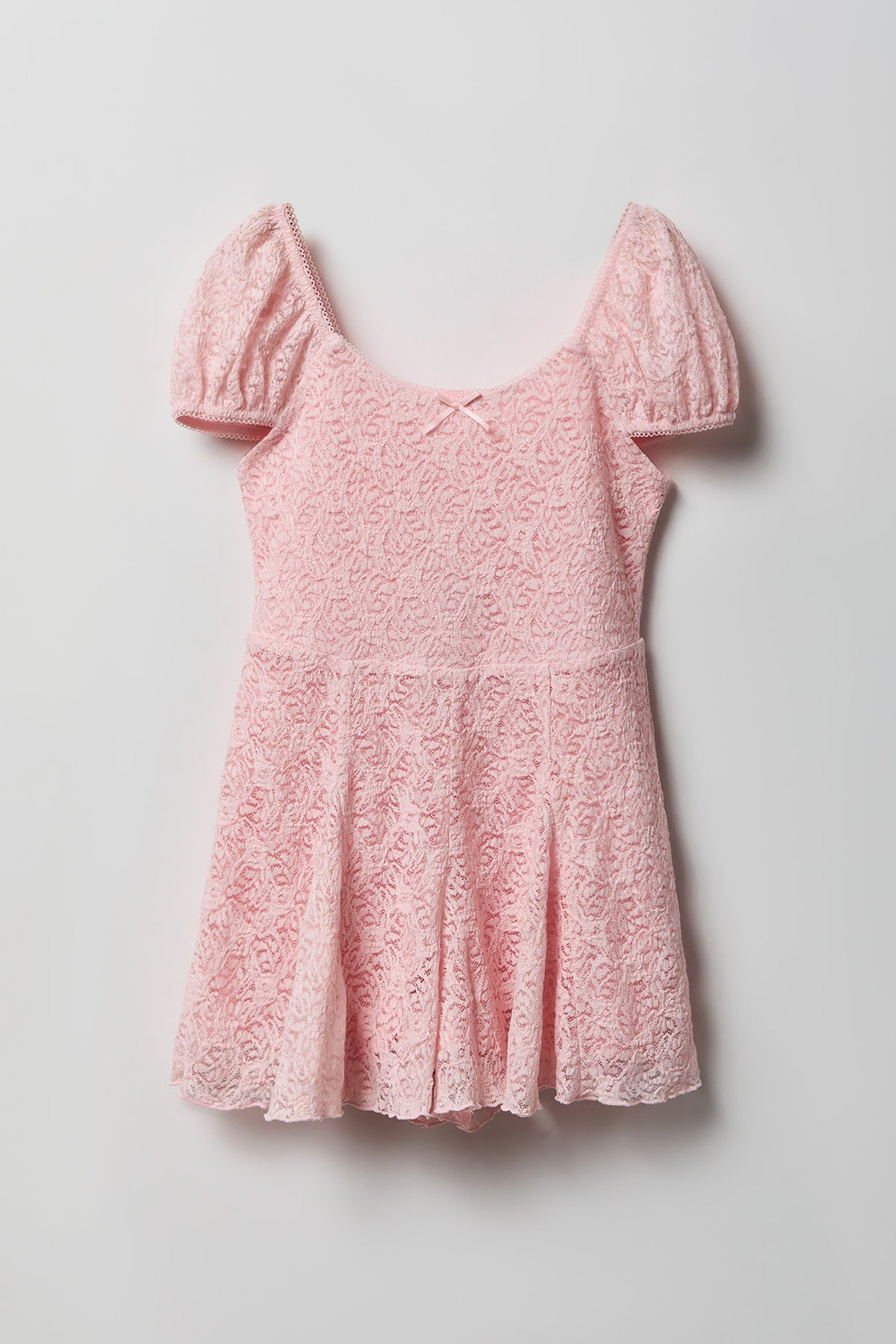 Girls Lace Romper Dress - Light Pink