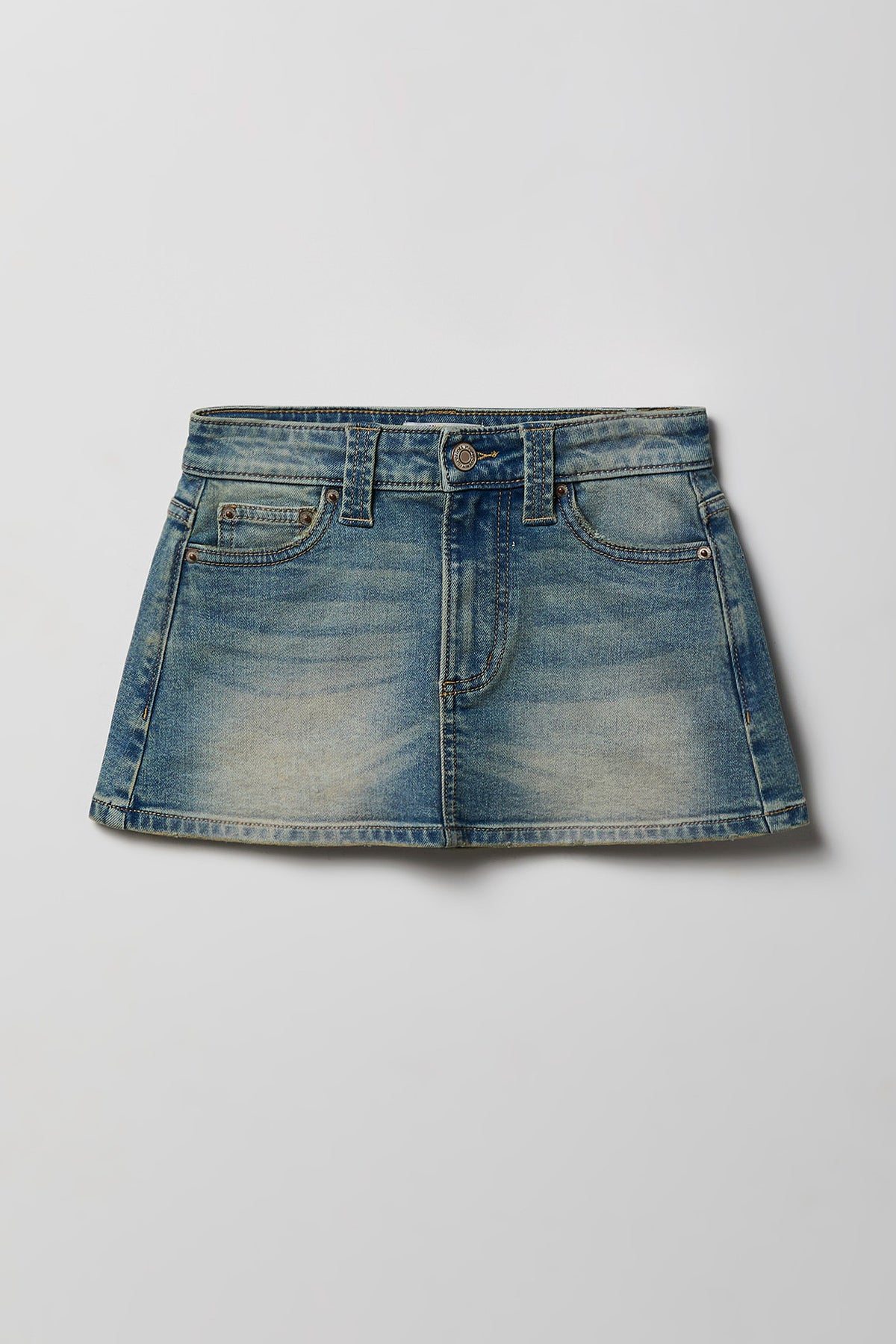 Girls Low Rise Denim Skort - Pacific Blue