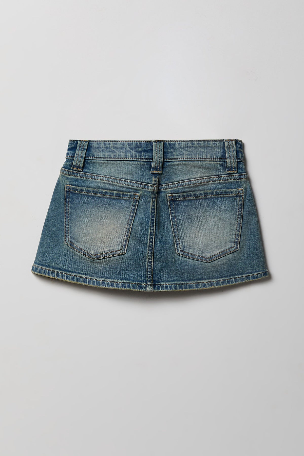 Alt View 2. Girls Low Rise Denim Skort - Pacific Blue