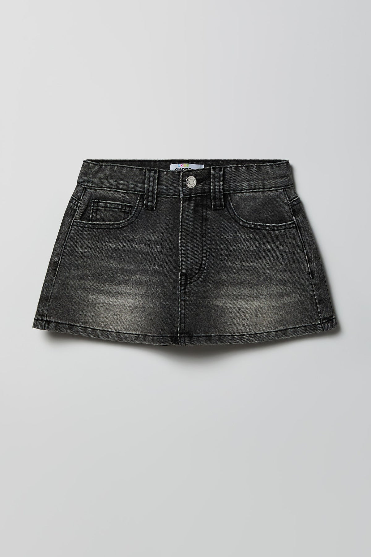 Jupe-short en deim extensible avec motif brodé Papillon pour fille