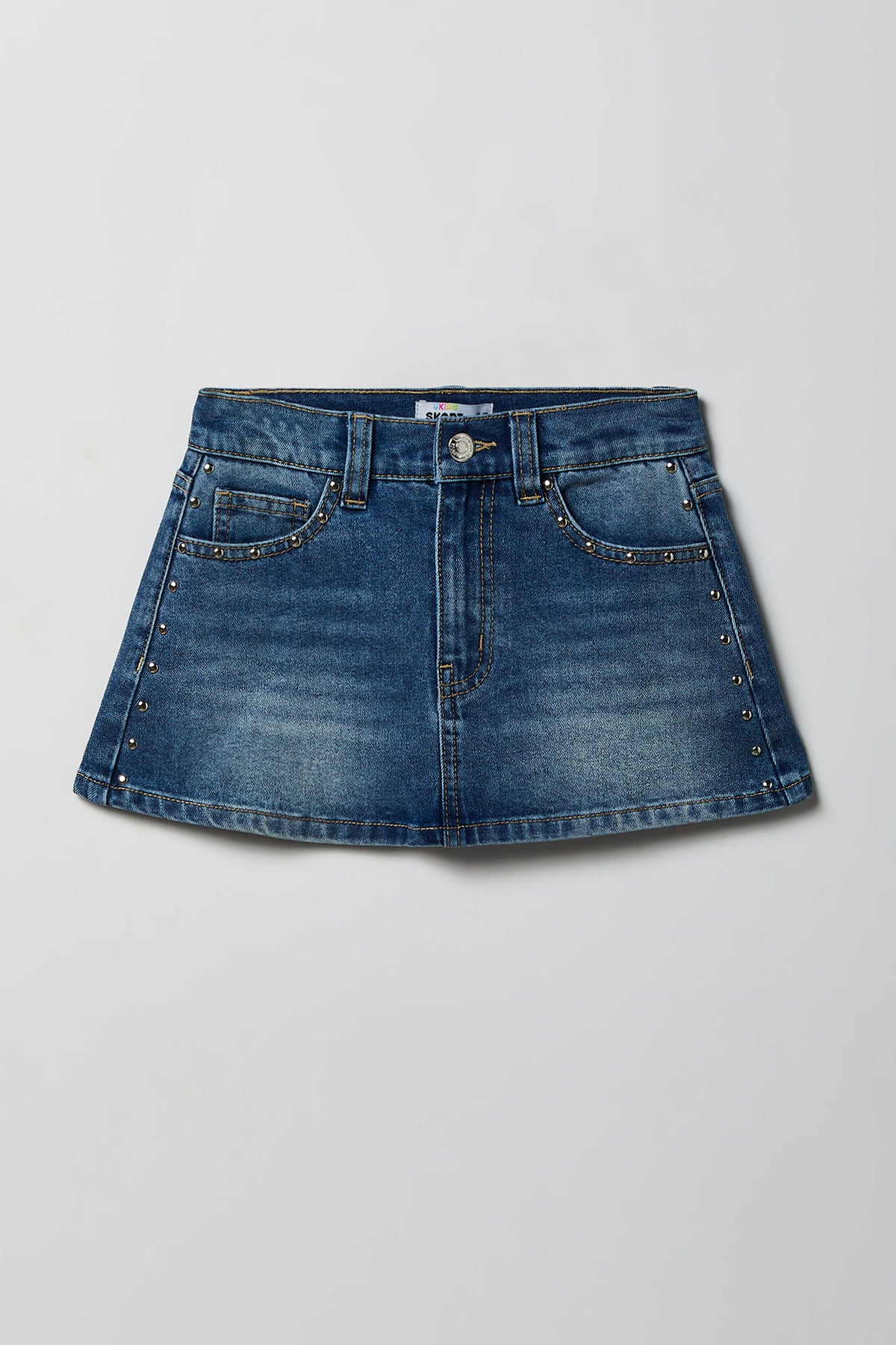 Jupe-short en denim extensible clouté pour fille