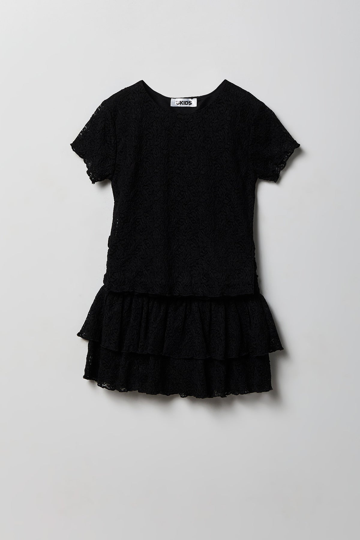 Girls Lace Tee & Skort Set - Black