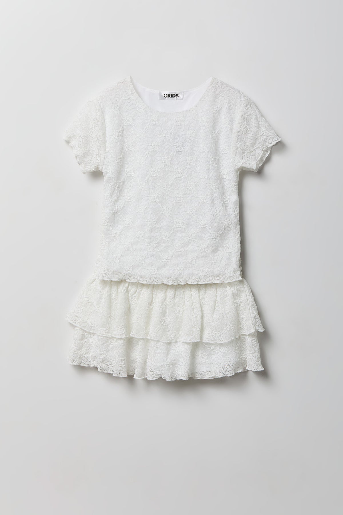 Girls Lace Tee & Skort Set - White