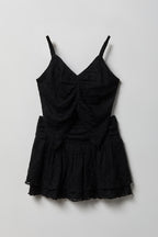 Ensemble avec débardeur en dentelle et jupe-short pour fille