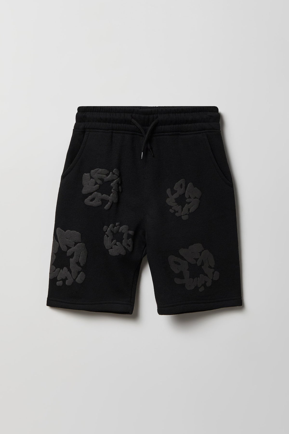 Boys Puff Print Fleece Short - Black