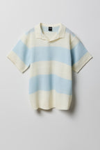 Boys Striped Knit Johnny Collar Polo