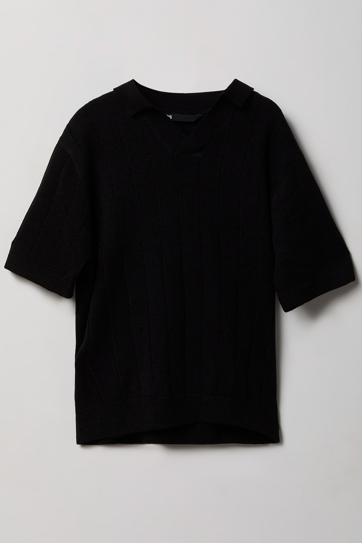 Boys Collared Knit Top - Black