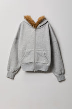 Girls Luxe Fleece Faux Fur Trim Zip Hoodie