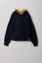 Girls Luxe Fleece Faux Fur Trim Zip Hoodie
