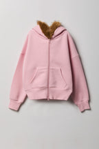 Girls Luxe Fleece Faux Fur Trim Zip Hoodie
