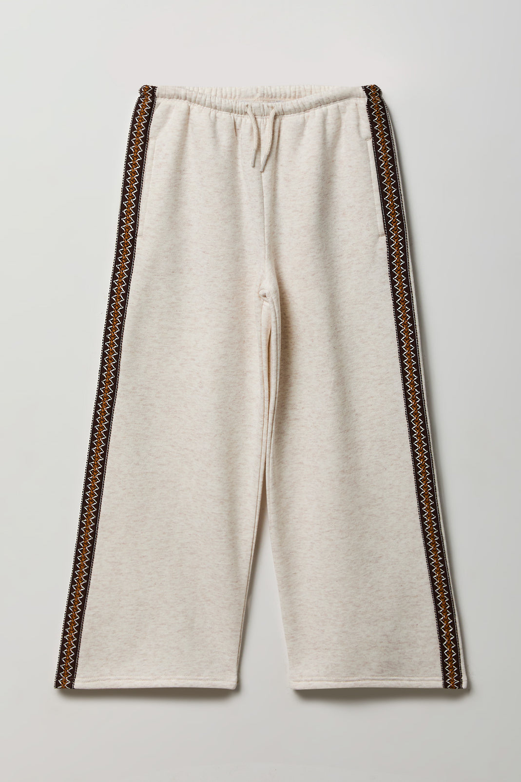Pantalon d'entraînement à jambe large avec liséré brodé pour fille