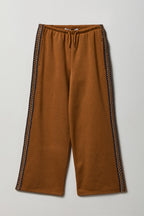 Girls Embroidered Trim Wide Leg Sweatpant