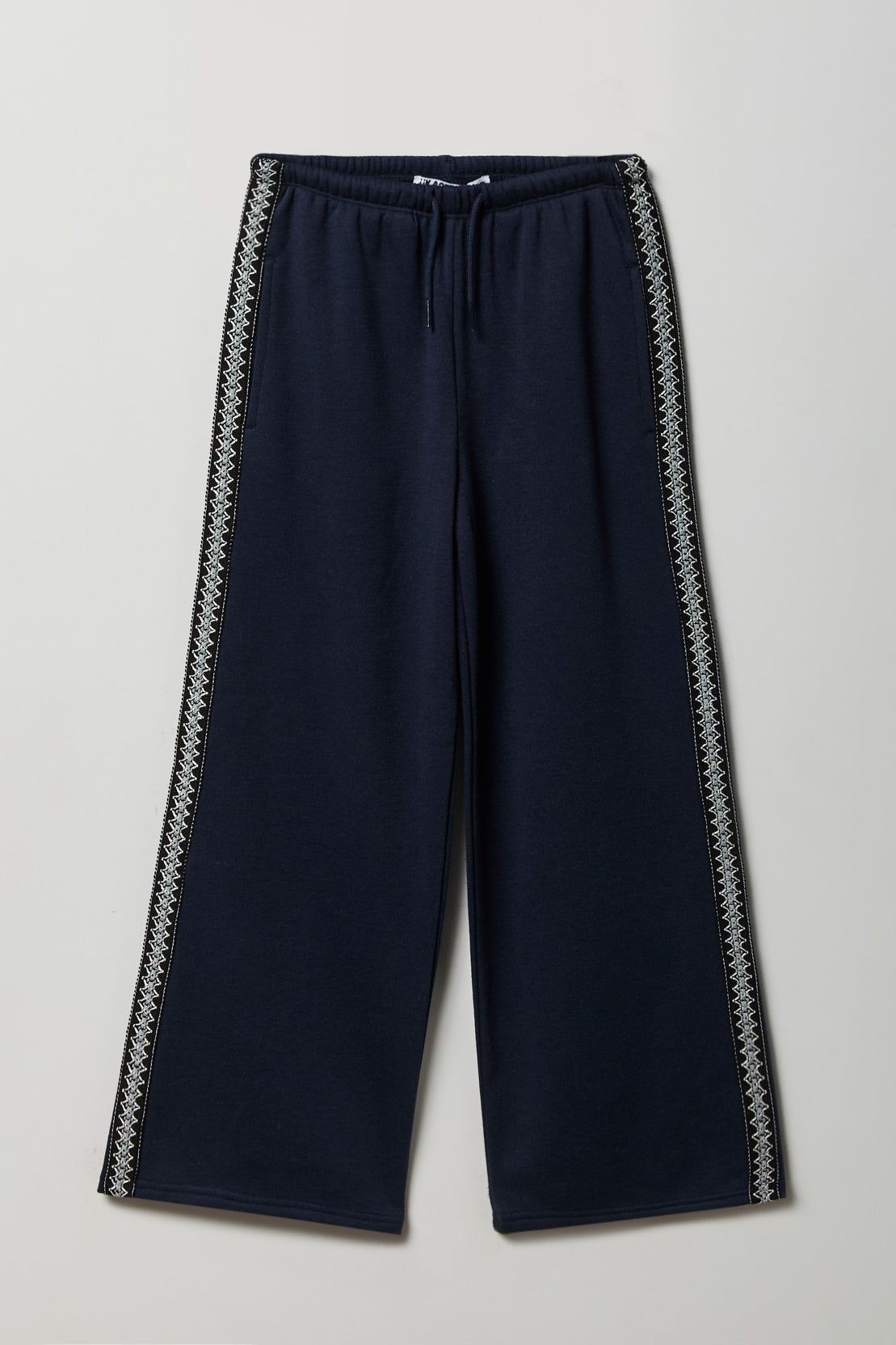 Pantalon d'entraînement à jambe large avec liséré brodé pour fille