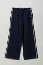 Pantalon d'entraînement à jambe large avec liséré brodé pour fille