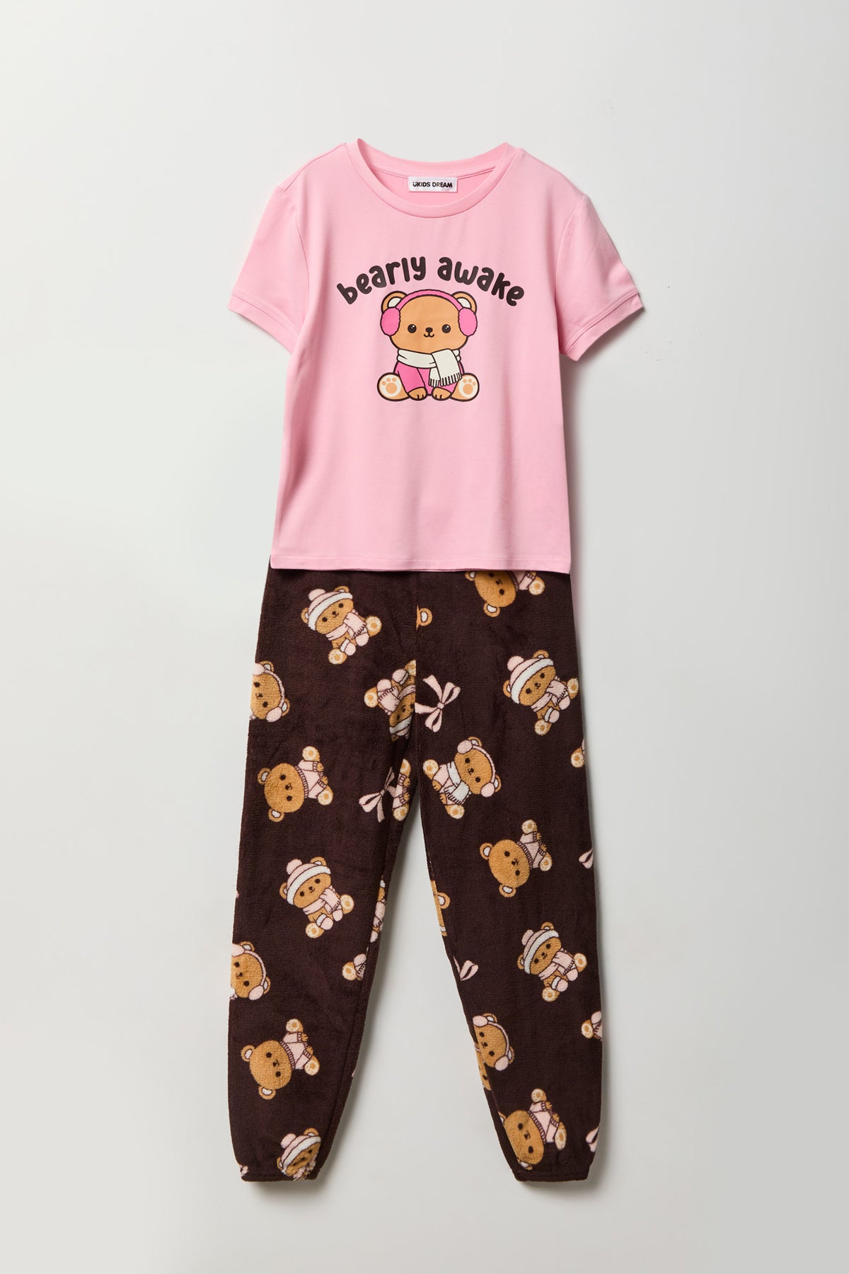 Ensemble pyjama avec t-shirt imprimé et jogger en peluche pour fille