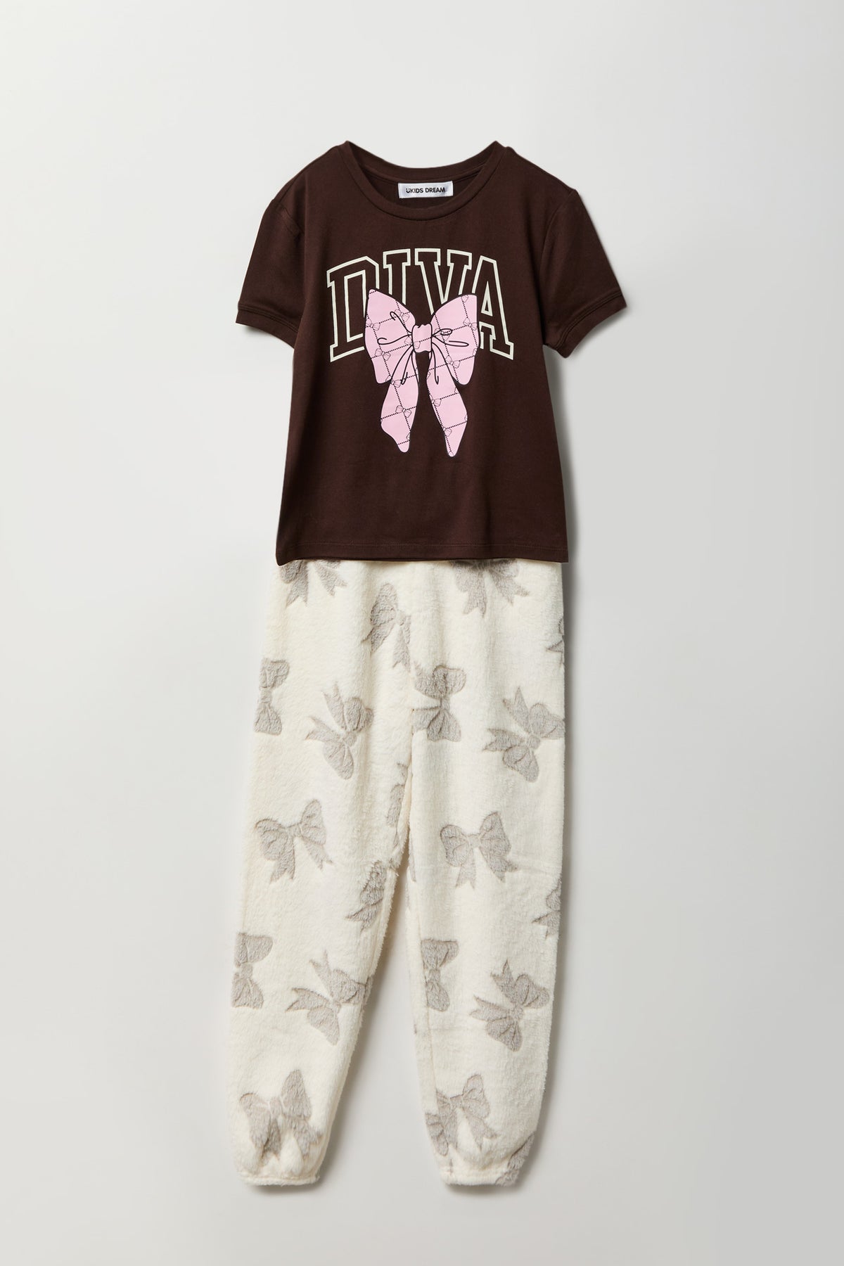 Ensemble pyjama avec t-shirt imprimé et jogger en peluche pour fille