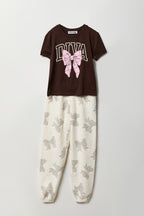 Ensemble pyjama avec t-shirt imprimé et jogger en peluche pour fille