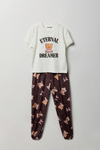 Ensemble pyjama vec t-shirt imprimé et jogger en velours pour fille