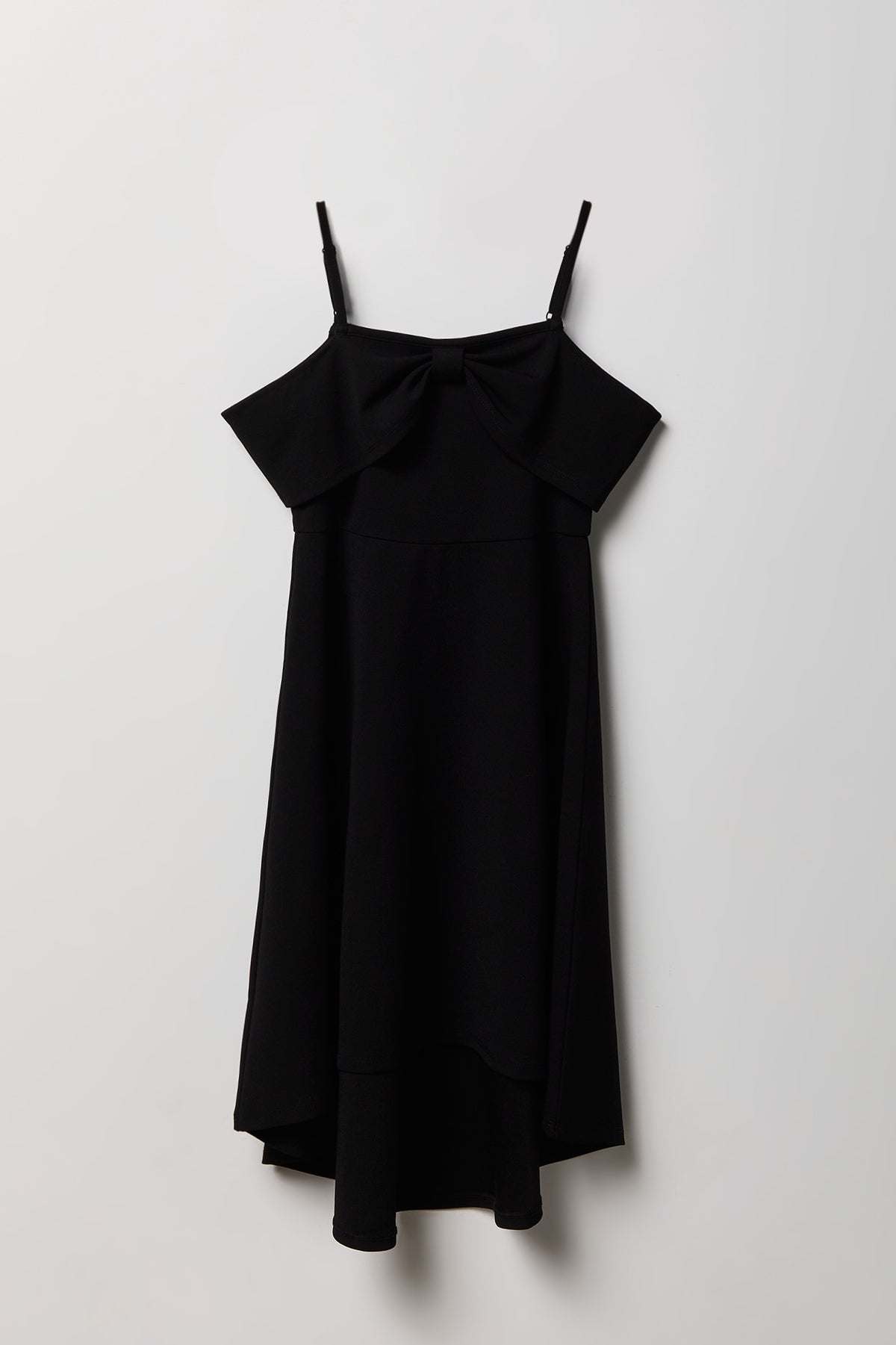 Girls Bow High Low Dress - Black