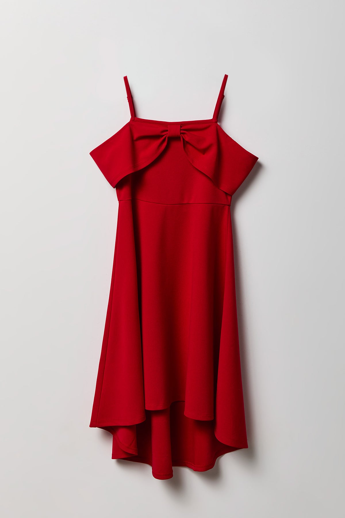 Girls Bow High Low Dress - Red