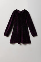 Girls Sparkly Velour Skater Dress